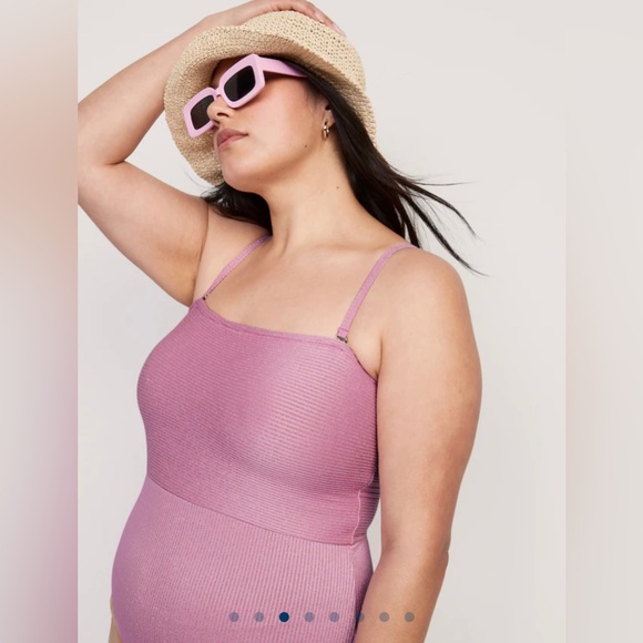 🆕 Old Navy Women’s Convertible Metallic Shine One Piece Swim Swimsuit Shimmer XL - Picture 3 of 16